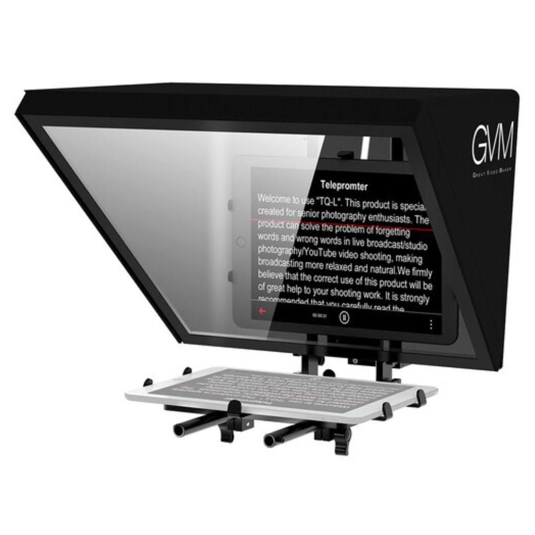GVM Teleprompter for Tablets and Smartphones with IPad Bracket, Bluetooth Remote and App