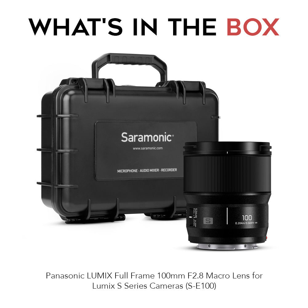Panasonic Lumix S-E100 Full Frame 100mm F2.8 Macro Lens for Lumix S Series Cameras Bundle