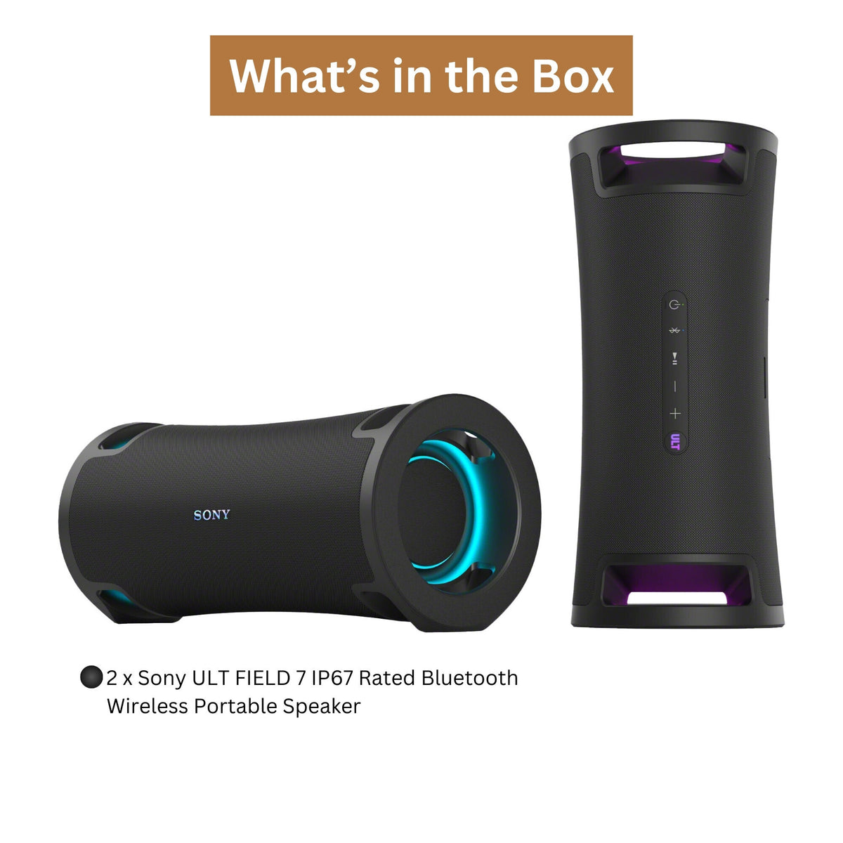 Sony ULT FIELD 7 SRSULT70 Wireless Portable X-Balanced Bluetooth Speaker (Stereo Pair, Black) Bundle