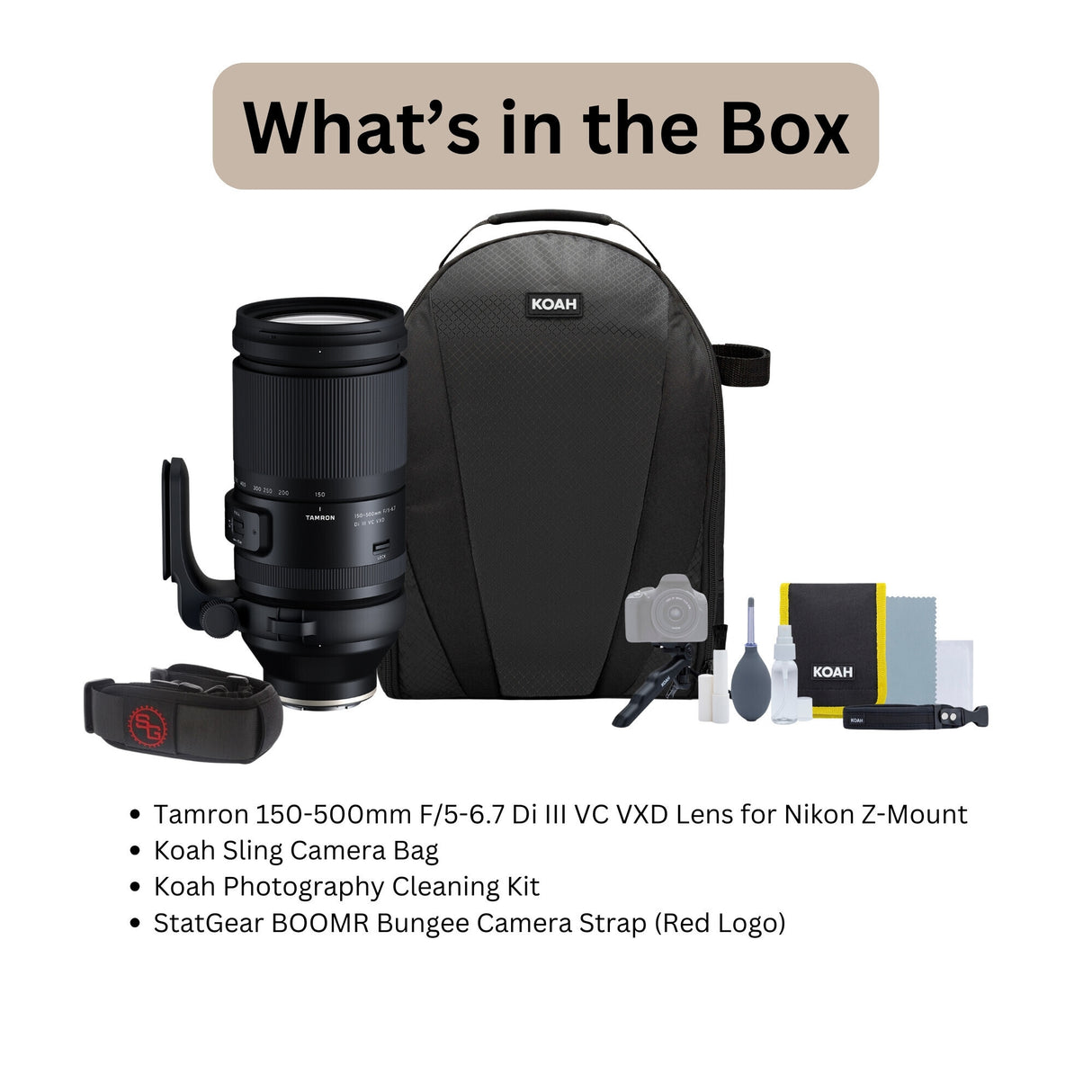 Tamron A057Z 150-500mm F/5-6.7 Di III VC VXD Lens for Nikon Z-Mount with Sling Camera Bag Bundle