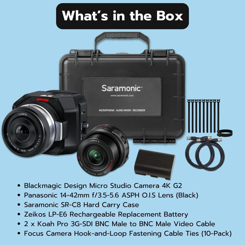 Blackmagic Design Micro Studio Camera 4K G2 with Lens and Battery for Canon EOS 5D Mark II Bundle