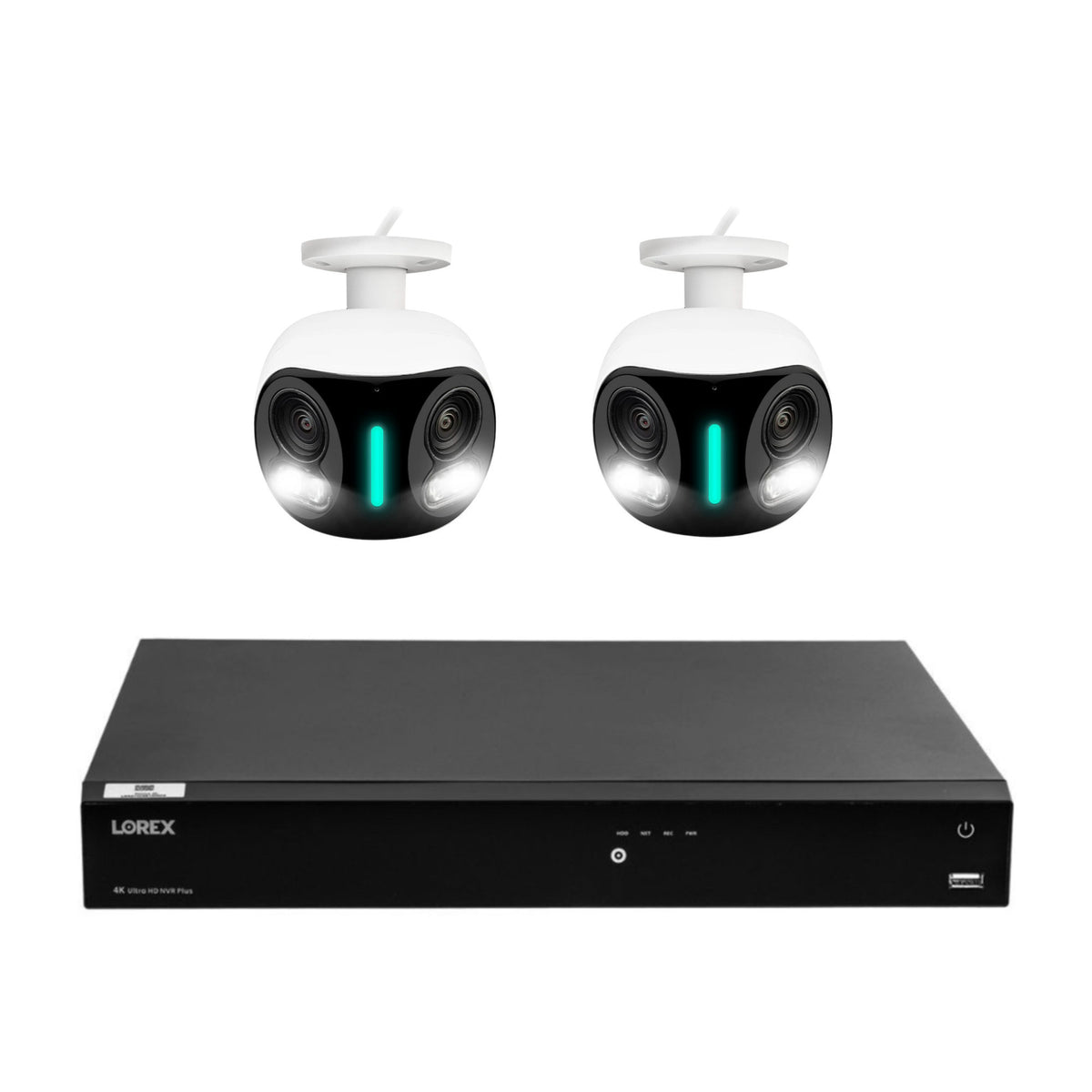 Lorex 4K 16 Camera Capable (Wired or Fusion Wi-Fi) 4TB NVR with Four Lorex 4K Security Camera Bundle