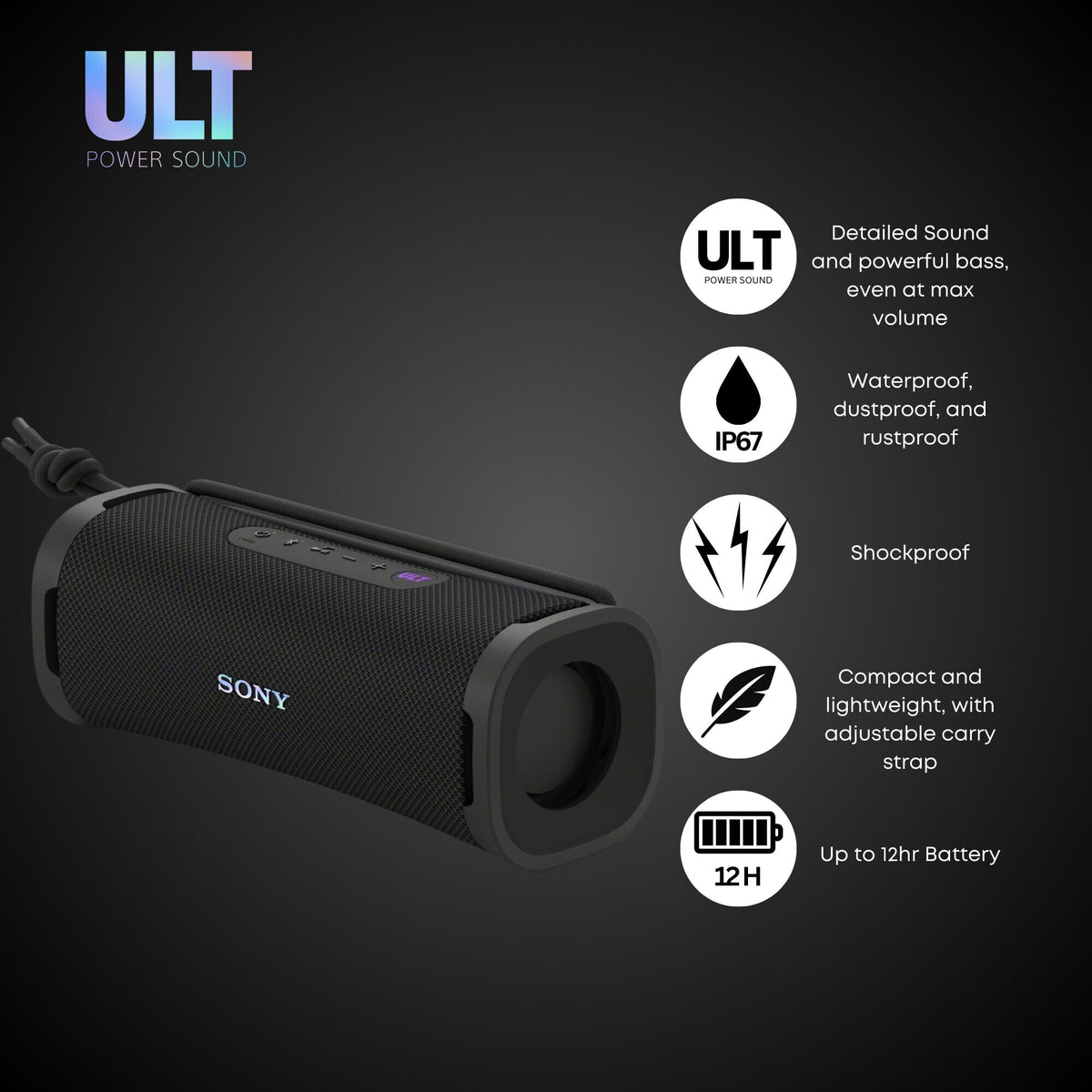 Sony ULT FIELD 1 Bluetooth Wireless Portable Speaker with Echo Canceling Tech (Black, 2-Pack) Bundle