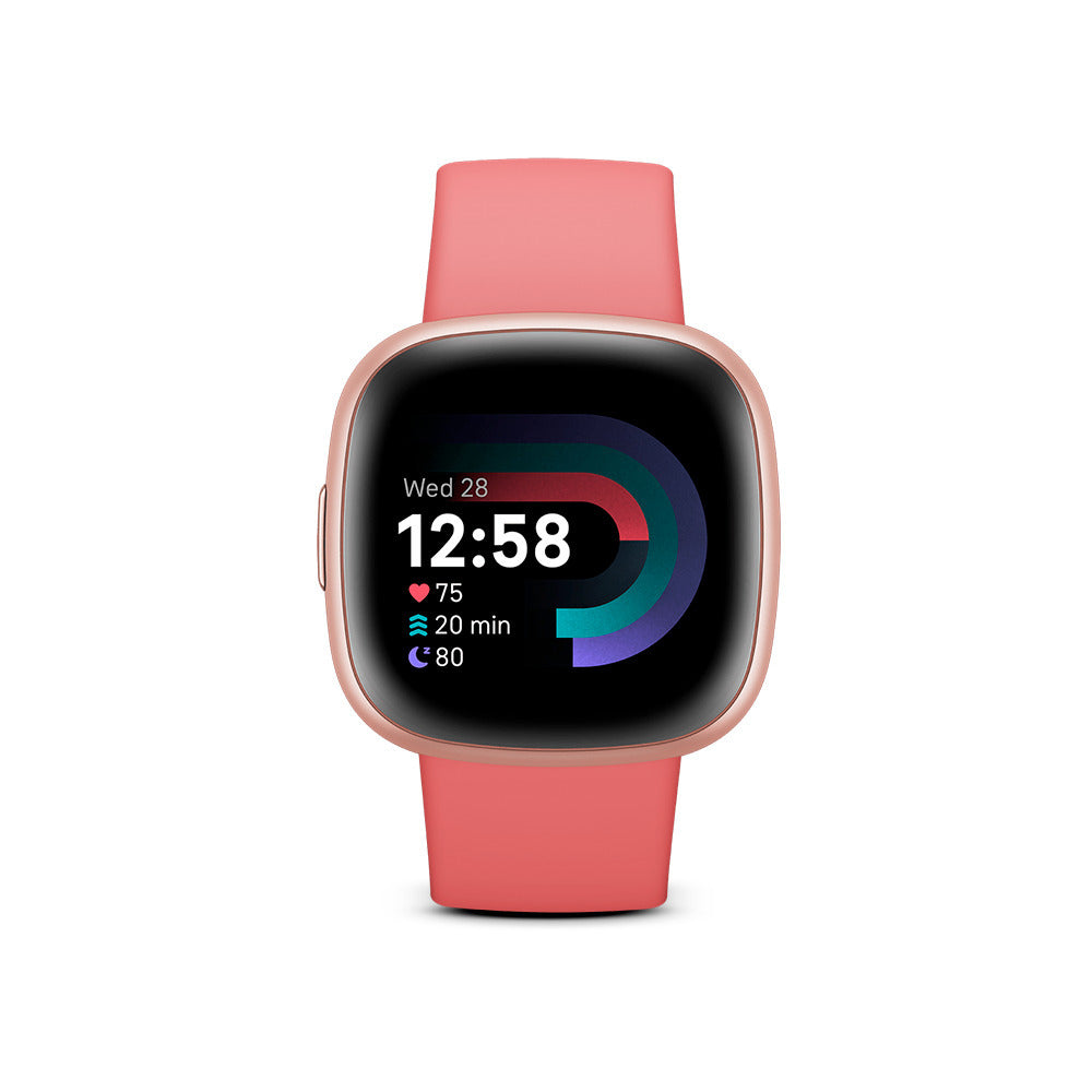 Fitbit Versa 4 Thin Lightweight Aluminum Fitness Smartwatch with Color Touchscreen (Copper Rose)