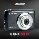 Agfa Photo DC8200 Compact Digital Camera (Black) with Camera Case (Black and Galaxy Blue) Bundle