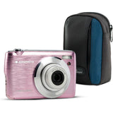 Agfa Photo DC8200 Compact Digital Camera (Pink) with Camera Case (Black and Galaxy Blue) Bundle