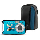 AGFAPhoto WP8000 Waterproof Digital Camera (Black) + Lowepro Newport 10 Camera Case (Black/Galaxy Blue)