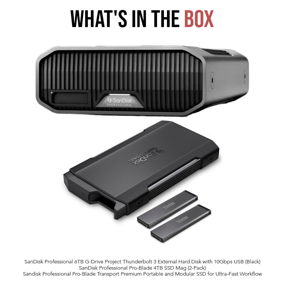 SanDisk Professional 6TB G-Drive Project Thunderbolt 3 External Hard Drive Bundle
