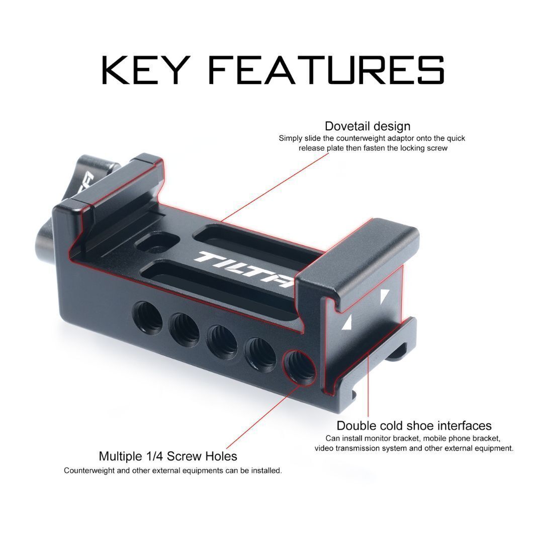Tilta Quick Release Baseplate Counterweight Adapter with Aluminum Alloy Construction (Black)