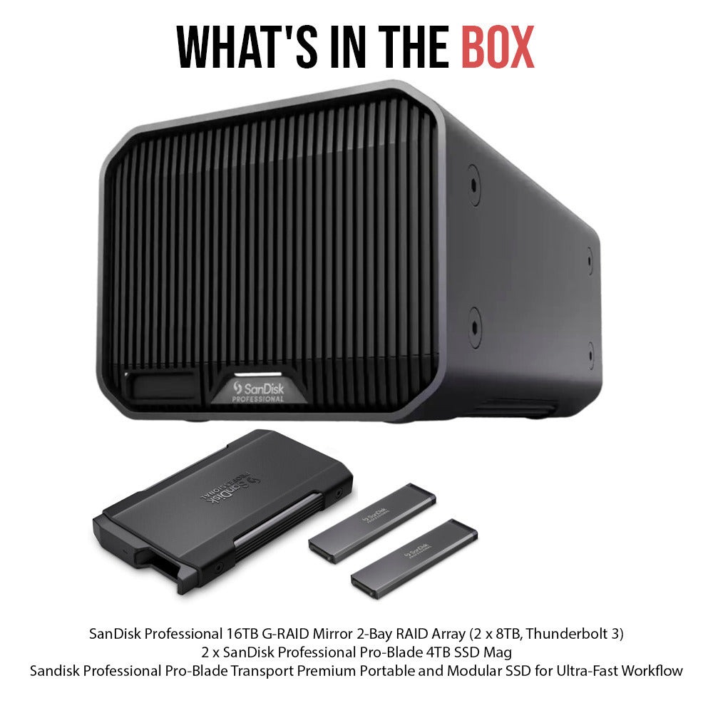 SanDisk Professional 16TB G-RAID Mirror Full Workflow with 2 x SSD Mags (4TB Each) Bundle