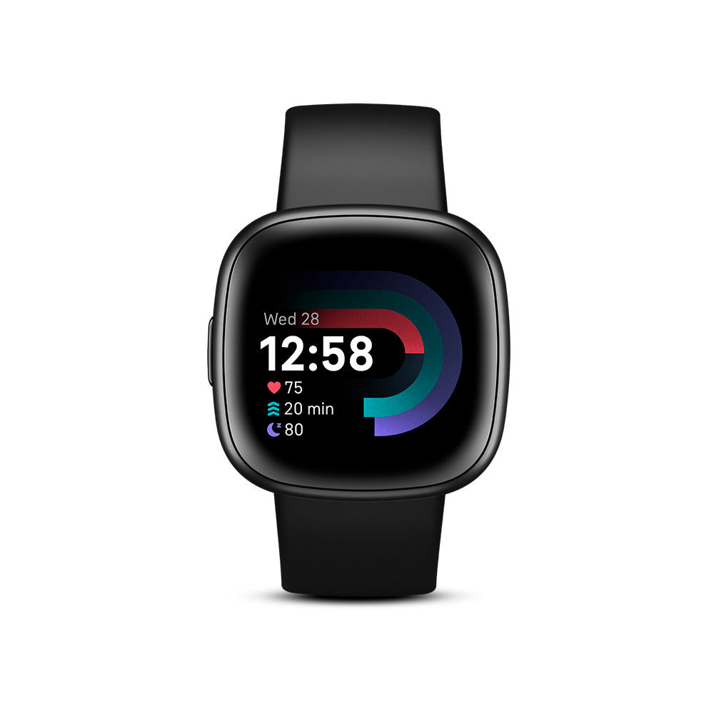 Fitbit Versa 4 Thin Lightweight Aluminum Fitness Smartwatch with Color Touchscreen (Black Graphite)