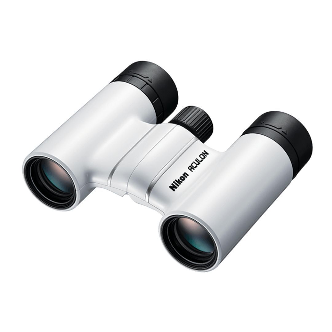 Nikon 16734B Aculon T02 8x21 Binoculars with Turn-and-Slide Rubber Eyecups (White, Refurbished)