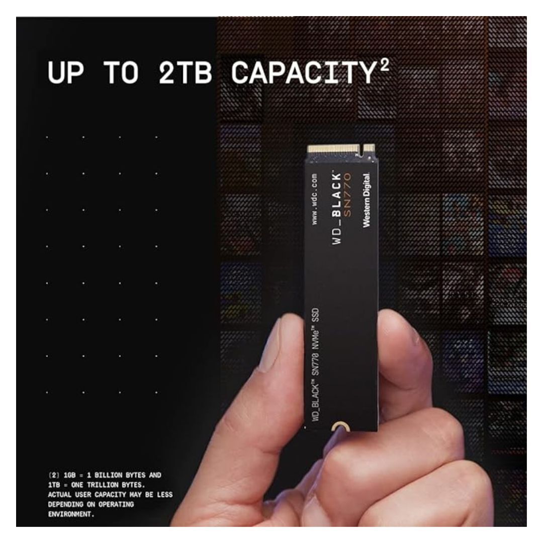 Western Digital WDBLACK 2TB SN770 NVMe Internal Gaming SSD Solid State Drive with Gen4 PCIe (Black)