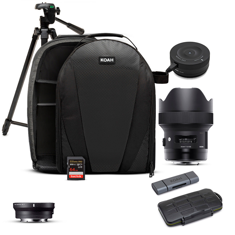 Sigma 14mm f/1.8 DG HSM ART Lens for Sony DSLR Cameras with 11 Lens Mount Converter Bundle