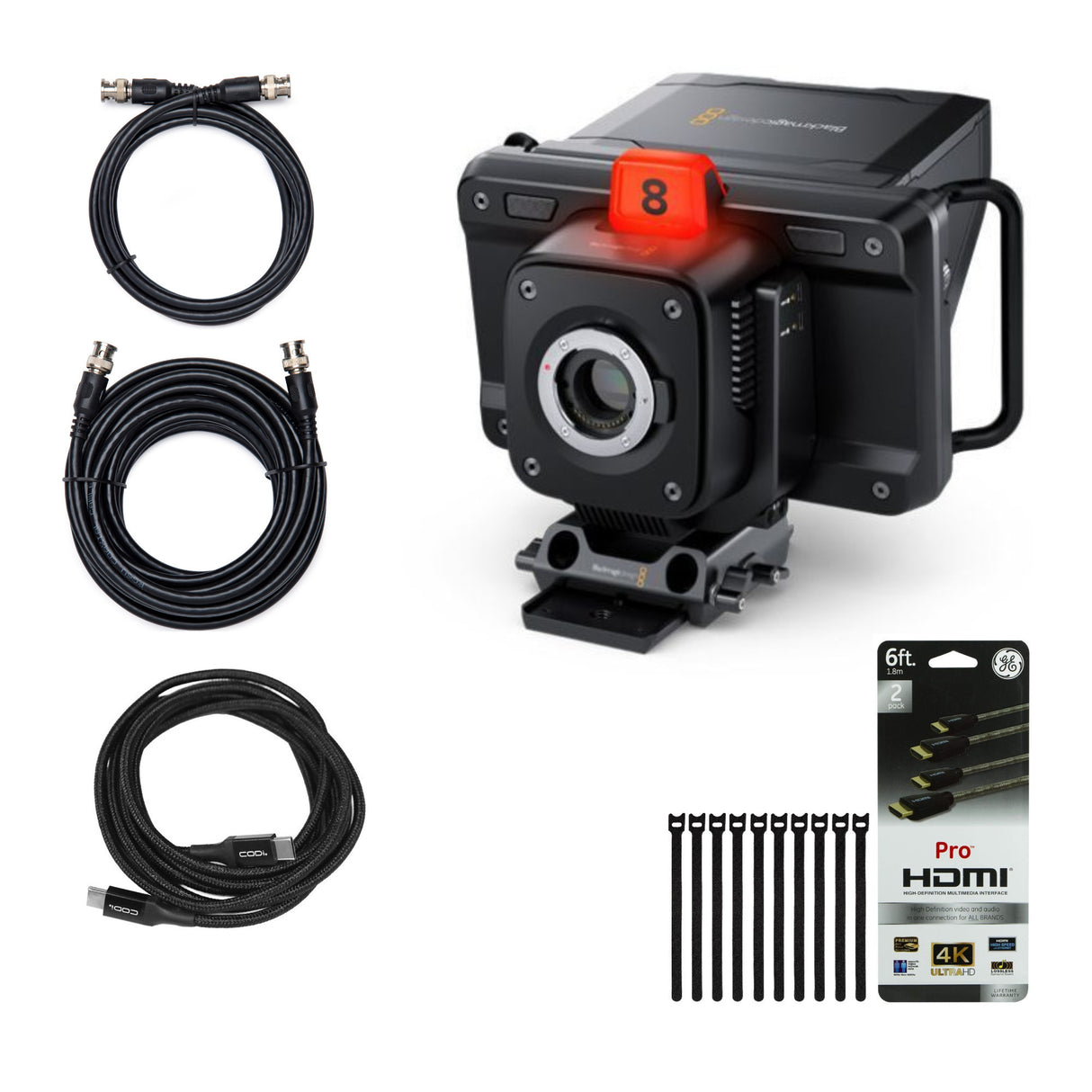 Blackmagic Design Studio Camera 4K Plus G2 with HDMI Cable and SDI Video Cable (BNC to BNC) Bundle