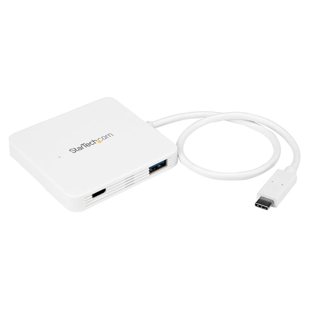 StarTech TAA Compliant 3-Port USB-C Portable Expansion Hub for USB-C Enabled Laptops (White)