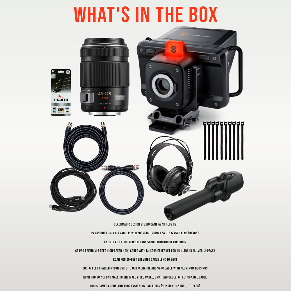 Blackmagic Design Studio Camera 4K Plus G2 with ASPH Lens (Black) and Zoom Demand Bundle