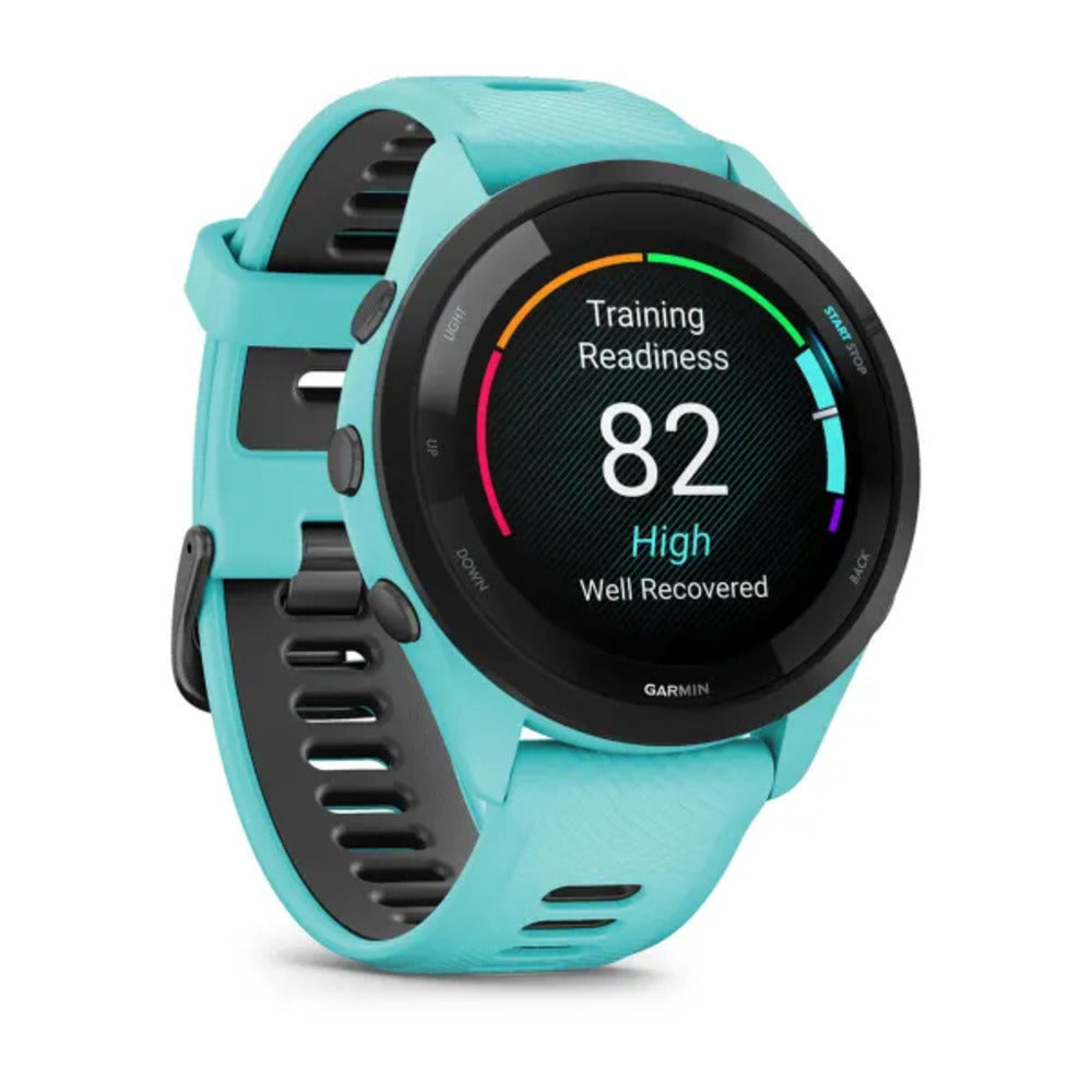 Garmin Forerunner 265 Black Bezel and Aqua Case Smartwatch (Aqua/Black)