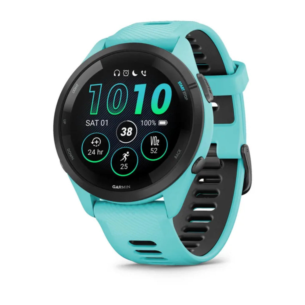 Garmin Forerunner 265 Black Bezel and Aqua Case Smartwatch (Aqua/Black)