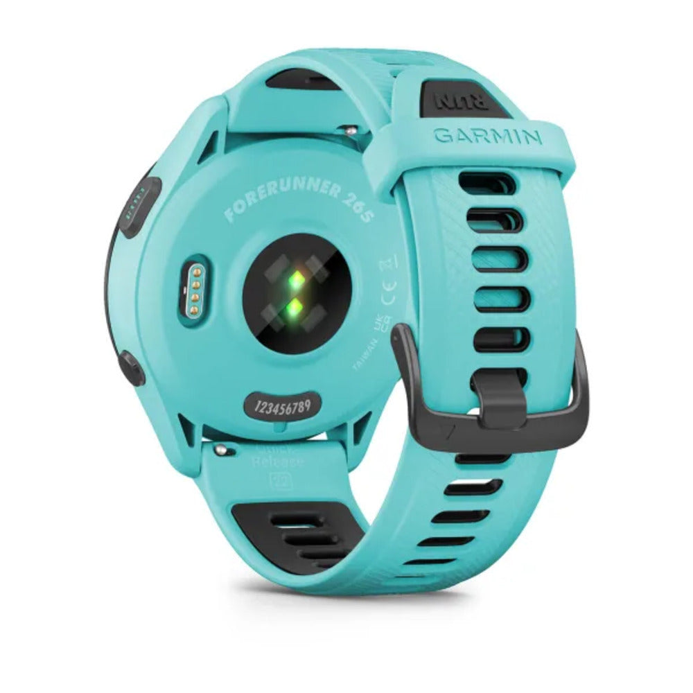 Garmin Forerunner 265 Black Bezel and Aqua Case Smartwatch (Aqua/Black)