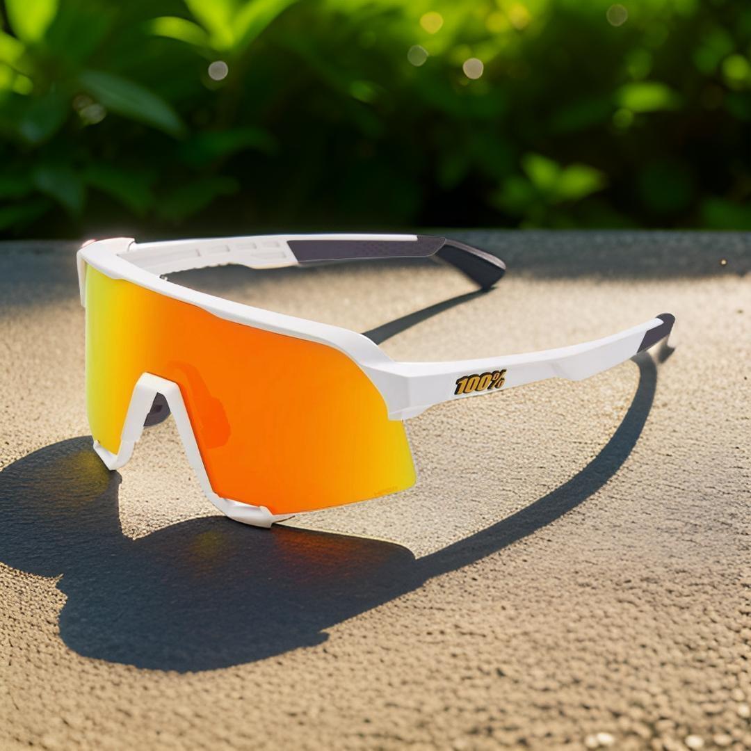 100% S3 Sunglasses Soft Tact White HiPER Red Lens (Open Box)