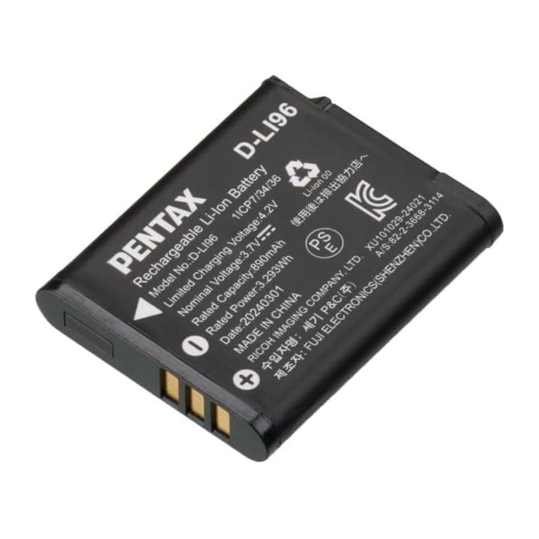 Pentax D-Li96 890mAh Rechargeable Lithium-Ion Battery for Pentax WG-1000 Cameras (Black)