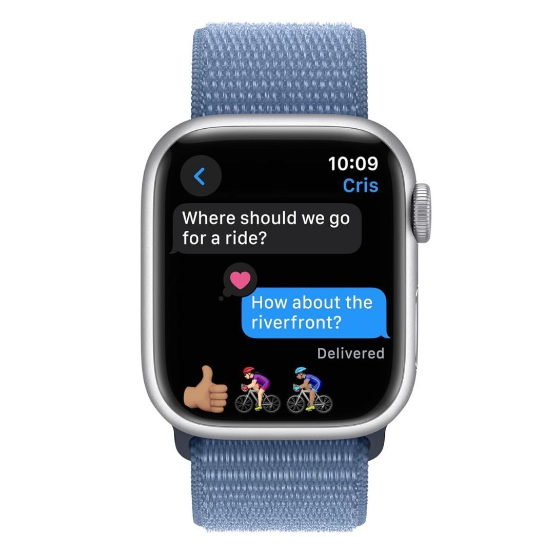 Apple Watch Series 9 GPS 41mm Silver Aluminum Case with Winter Blue Sport Loop with Blood Oxygen App