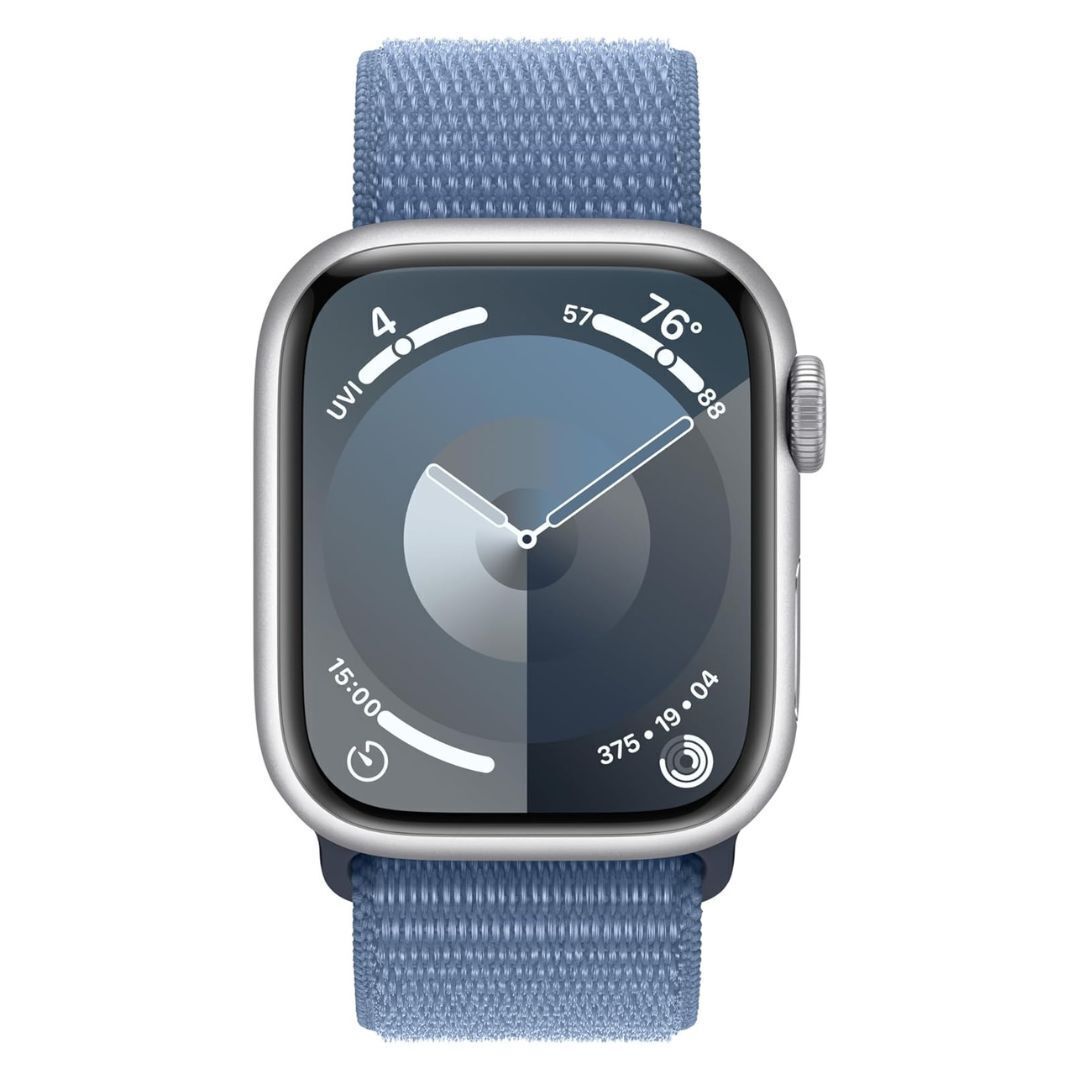 Apple Watch Series 9 GPS 41mm Silver Aluminum Case with Winter Blue Sport Loop with Blood Oxygen App