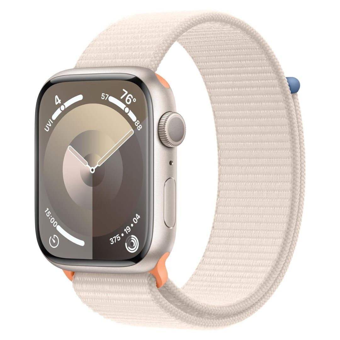 Apple Watch Series 9 GPS 45mm Starlight Aluminum Case with Starlight Sport Loop and Blood Oxygen App