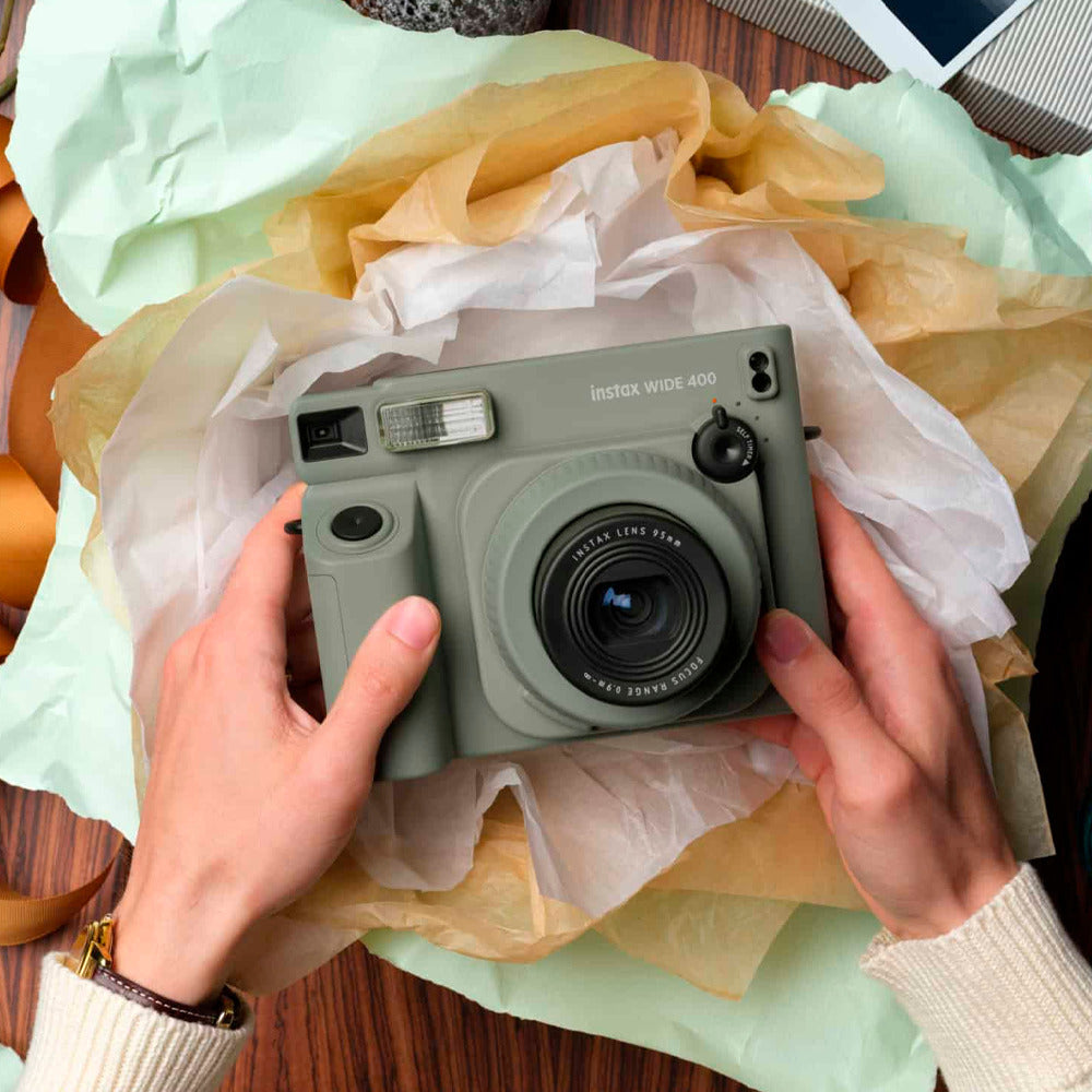 Fujifilm Instax Wide 400 Camera with Automatic Electronic Flash and Self-Timer (Green) Bundle
