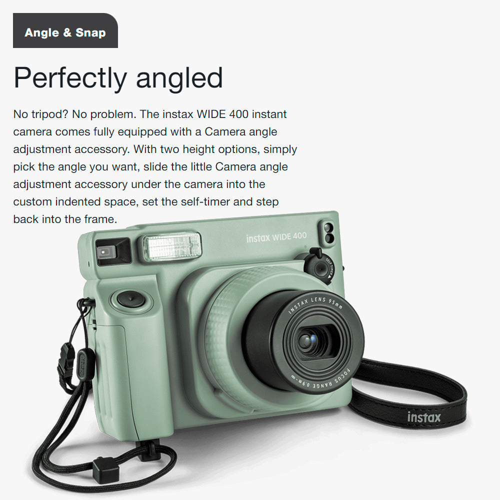Fujifilm Instax Wide 400 Camera with Automatic Electronic Flash and Self-Timer (Green) Bundle