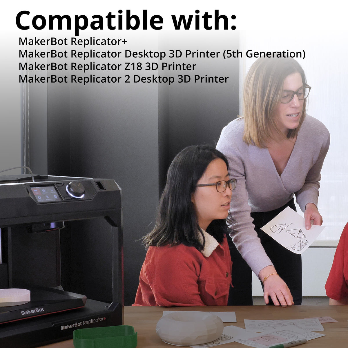 MakerBot PLA 3D Printing Filament Large Spool for Replicator+ and 5th Gen 3D Printers (True Red)