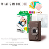 Fujifilm Instax Mini LiPlay Hybrid Instant Camera and Smartphone Printer (Deep Bronze) Bundle