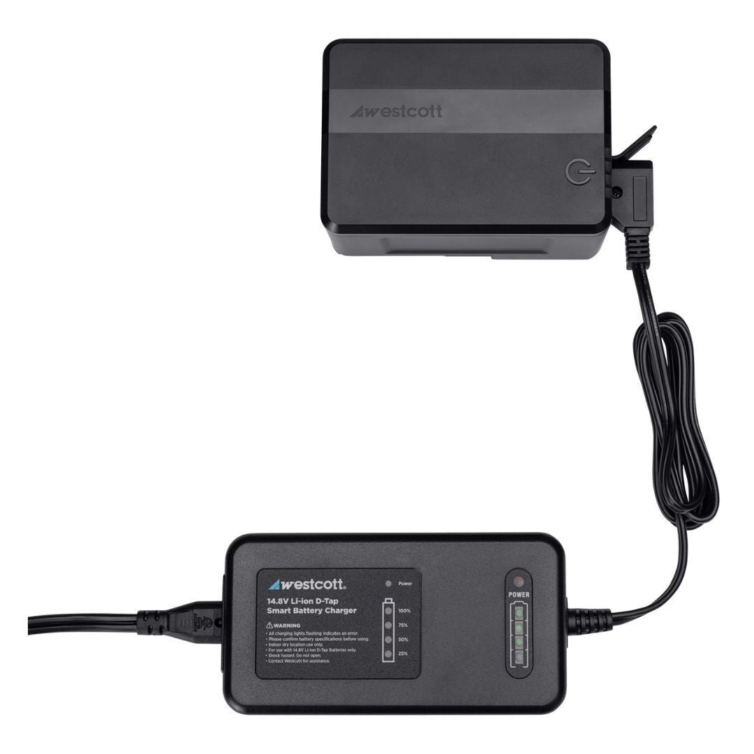 Westcott MV95 Mini V-Mount 14.8V Li-Ion Battery with Charger and USB-C, USB-A, D-Tap (95Wh, Black)