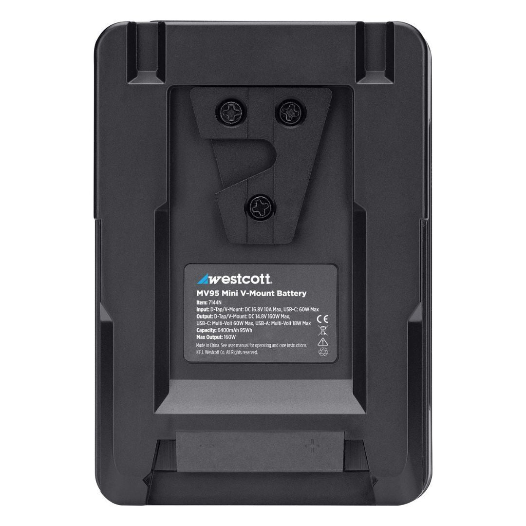 Westcott MV95 Mini V-Mount 14.8V Li-Ion Battery with USB-C, USB-A, and D-Tap Ports (95Wh, Black)