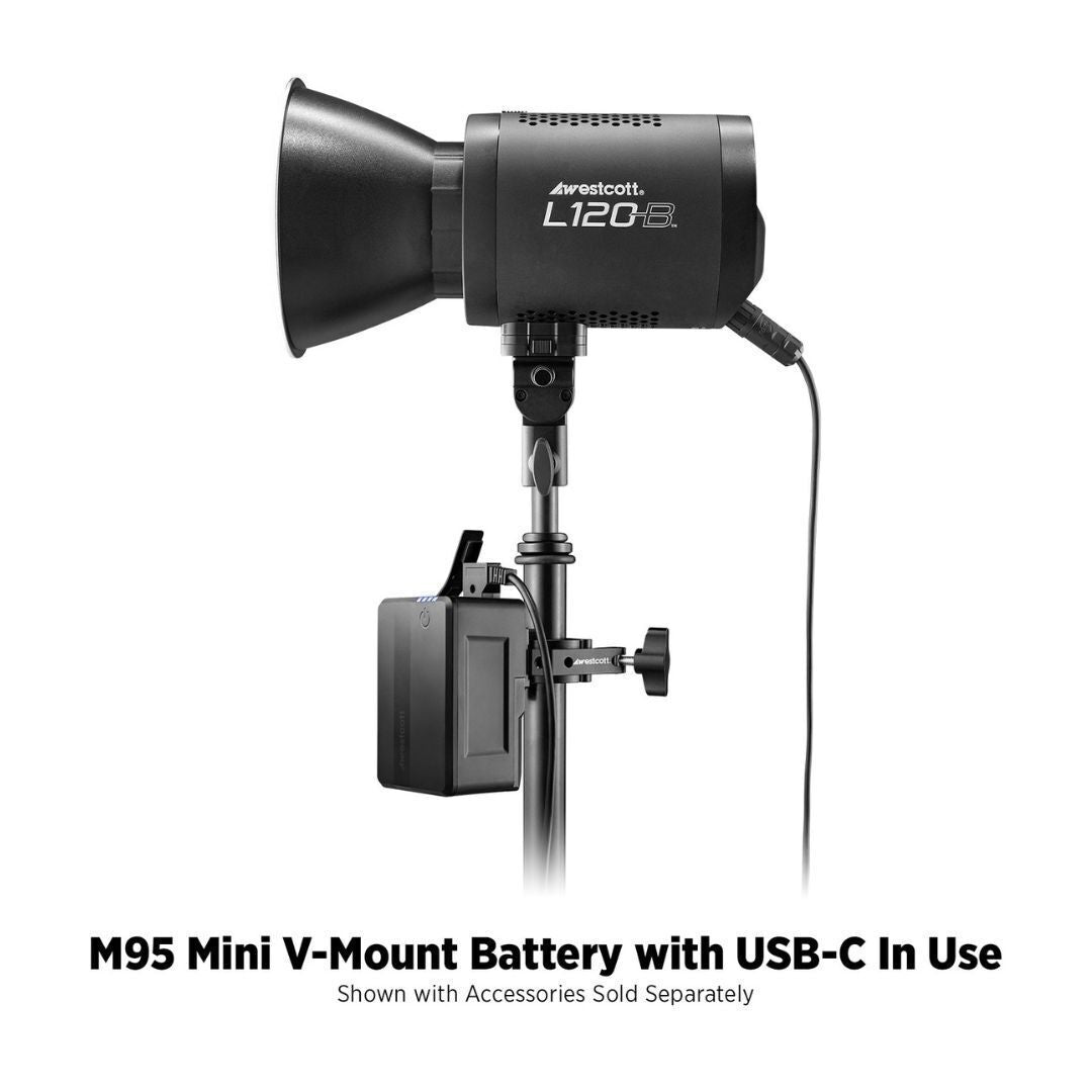 Westcott MV95 Mini V-Mount 14.8V Li-Ion Battery with USB-C, USB-A, and D-Tap Ports (95Wh, Black)
