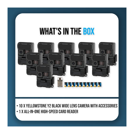 Yellowstone Y2 Black Wide Lens Camera Bundle with Card Reader, and Accessories (10-Pack) - 9