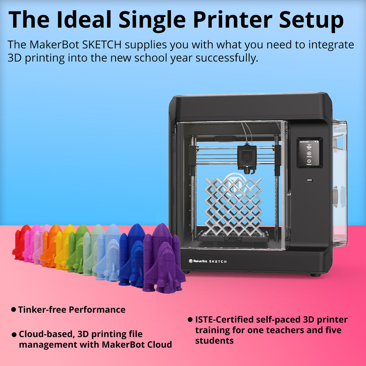 MakerBot Sketch Single-Printer Setup 3D Printer with Cloud Printing File Management Software