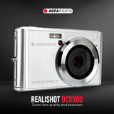 Agfa Photo DC5500 Compact Digital Camera (Gray) with Camera Case (Black and Galaxy Blue) Bundle