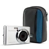 Agfa Photo DC5500 Compact Digital Camera (Gray) with Camera Case (Black and Galaxy Blue) Bundle