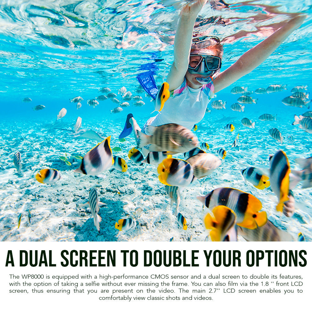 Agfa Photo WP8000 Waterproof Digital Camera (Red) with Camera Case (Black and Galaxy Blue) Bundle