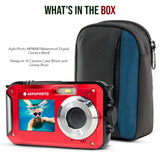 Agfa Photo WP8000 Waterproof Digital Camera (Red) with Camera Case (Black and Galaxy Blue) Bundle