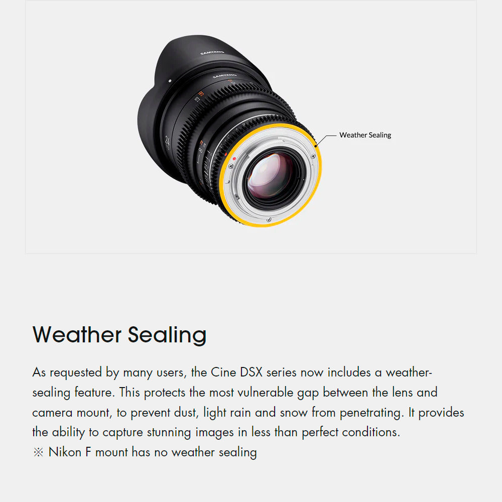 Rokinon 24mm T1.5 Cine DSX High Speed Wide Angle Cine Lens for Sony E with 35mm T1.5 Lens Bundle