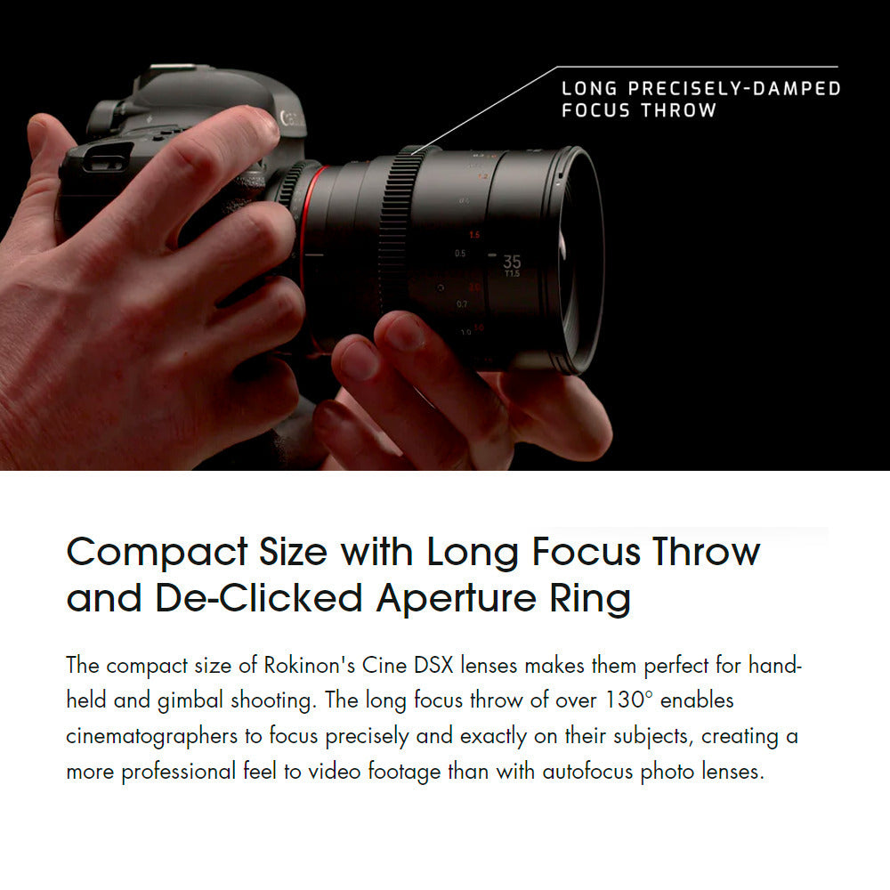 Rokinon 24mm T1.5 Cine DSX High Speed Wide Angle Cine Lens for Sony E with 35mm T1.5 Lens Bundle