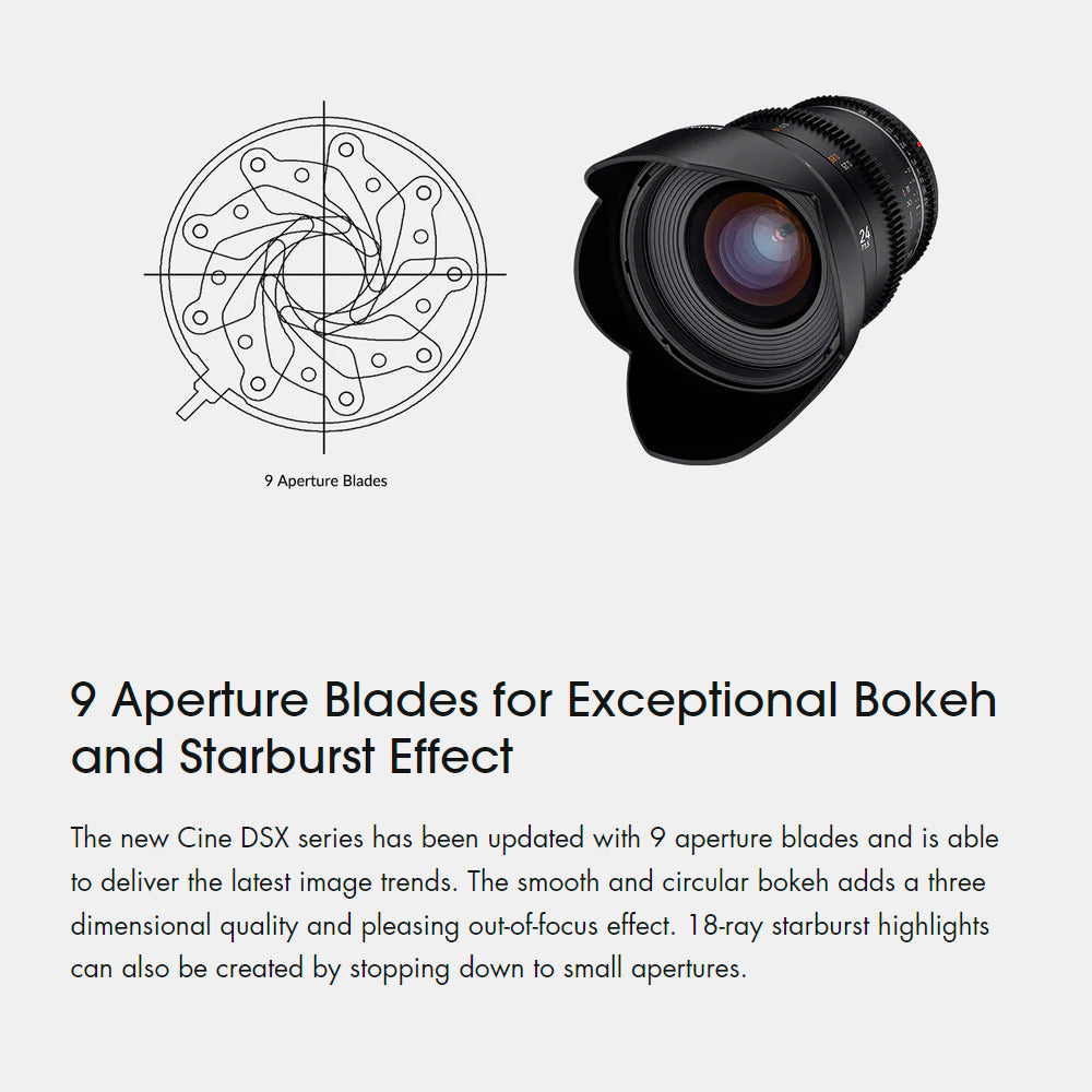 Rokinon 24mm T1.5 Cine DSX High Speed Wide Angle Cine Lens for Sony E with 35mm T1.5 Lens Bundle