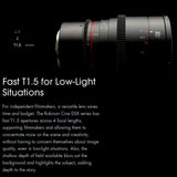 Rokinon 24mm T1.5 Cine DSX High Speed Wide Angle Cine Lens for Sony E with 35mm T1.5 Lens Bundle
