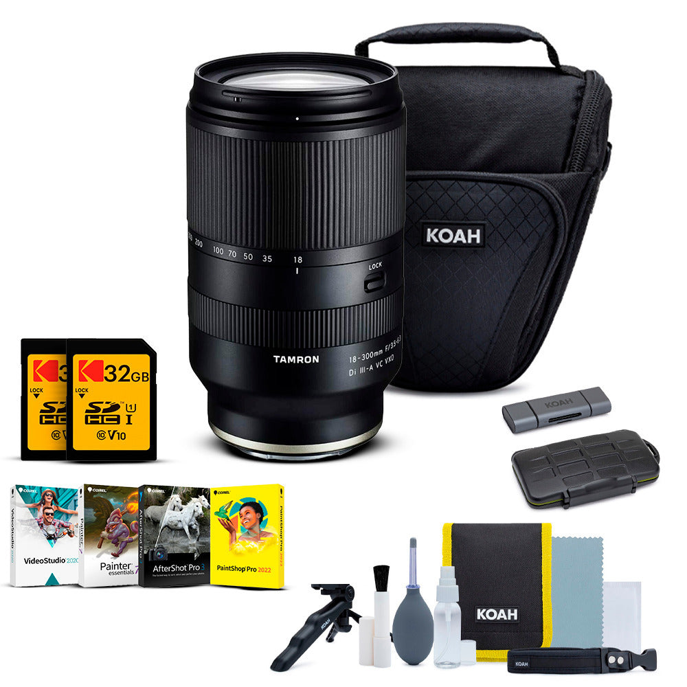 Tamron 18-300mm F/3.5-6.3 Di III-A VC VXD Lens (E-Mount) with Software Suite, Case and Accessory kit