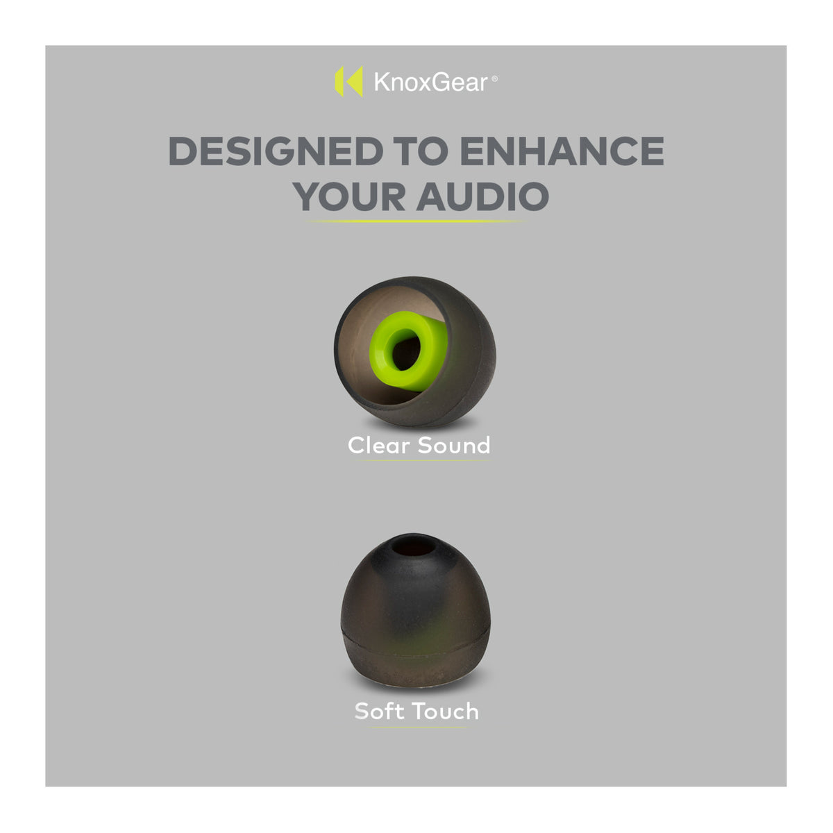 Knox Gear Silicone Earbud Replacement Tips for In-Ear Headphones (Black, 6-pack)