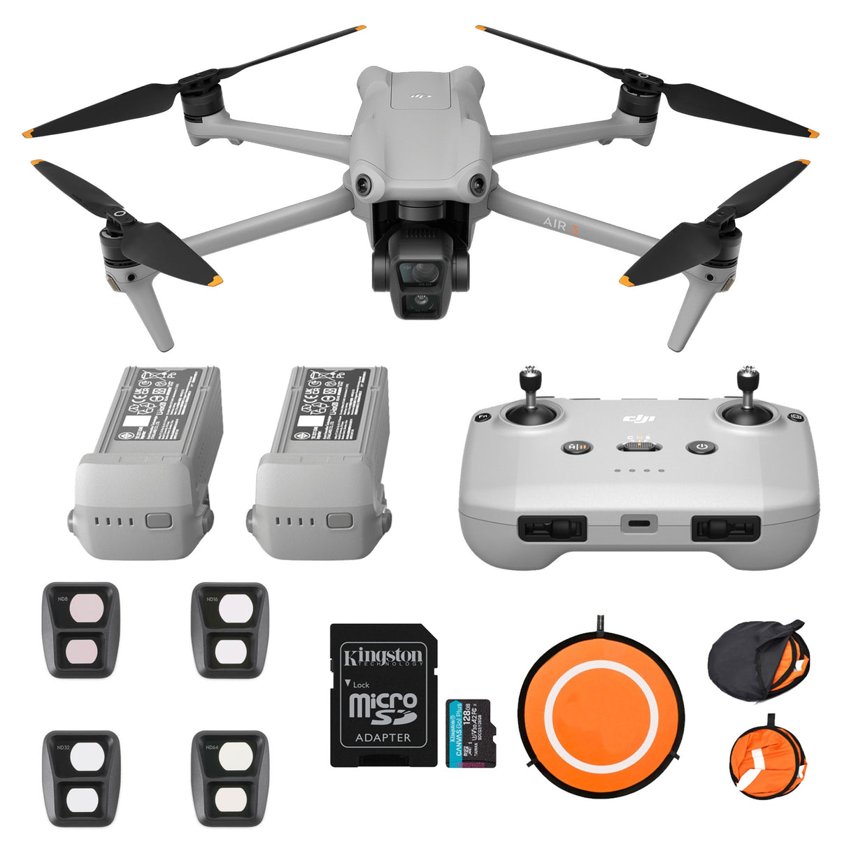 DJI Air 3 Drone Fly More Combo with RC-N2  and DJI Air 3 ND Filters Set Bundle