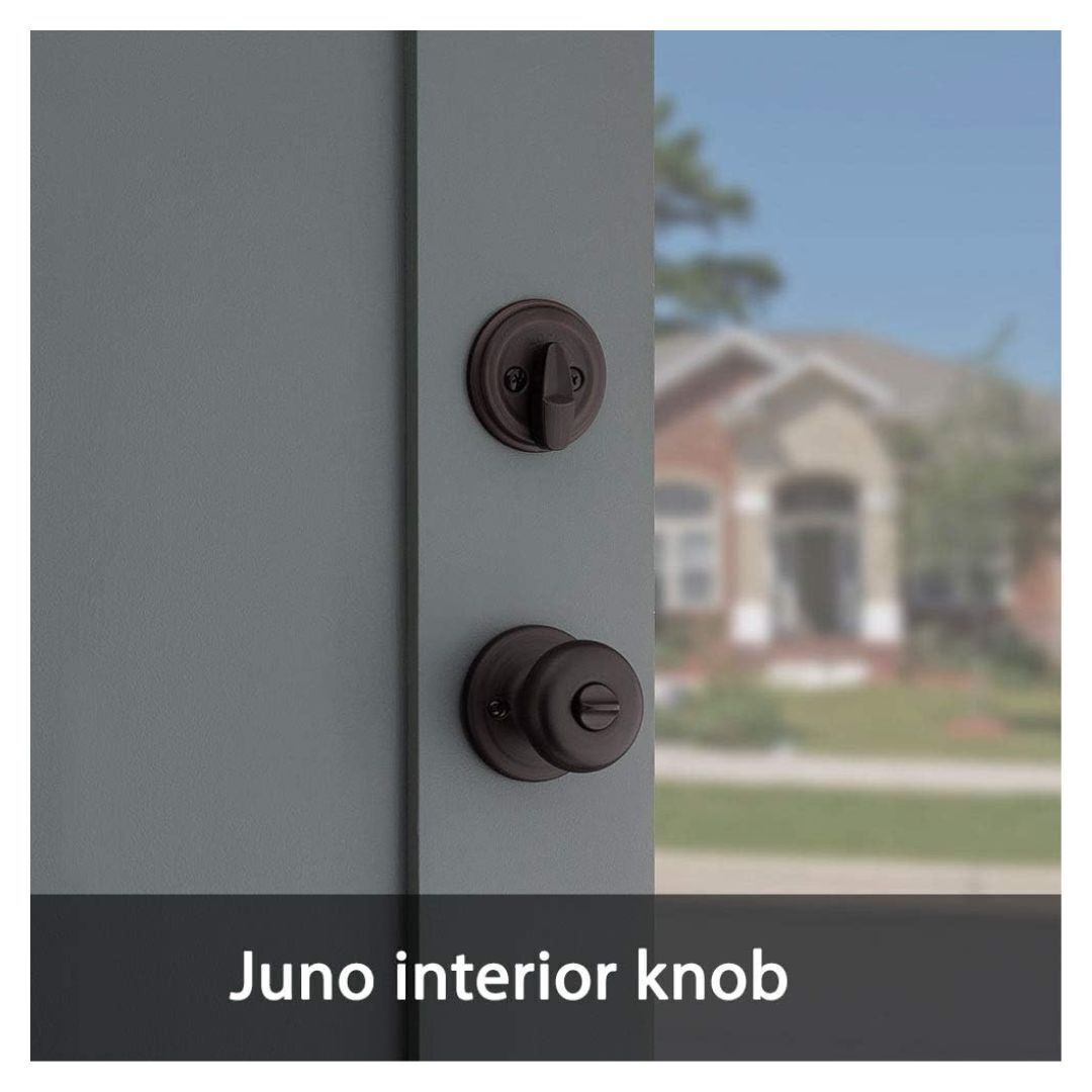 Kwikset Montara Handleset with Juno Knob and Deadbolt Keyed One Side Design (Venetian Bronze)